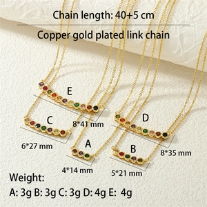 Detailed size guide for 18K gold plated rainbow gemstone necklaces with weights