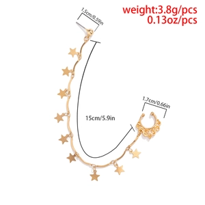 Detailed technical drawing of gold star pendant nose chain with precise measurements