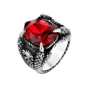 Vintage Gothic Drachenkralle Herren Edelstahl Ring Gothic Punk Biker Schmuck Mit Großem Ovalem Strass Inlay Retro Stil Ring