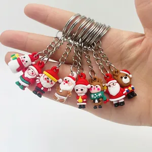 Mini Christmas silicone keychains set featuring Santa Claus, reindeer and snowman figures