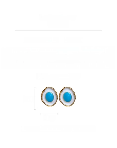 Detailed view of vintage blue enamel earrings with 2.7cm height and 9.8g weight
