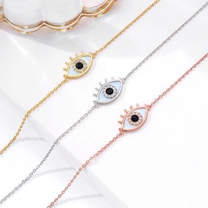 Evil Eye Armband 925 Sterling Silber Mit Emaille Und Zirkonia Eleganter Modeschmuck Für Damen