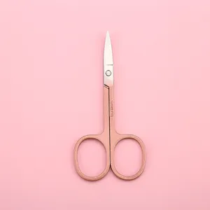 Sharp rose gold stainless steel beauty scissors for precise eyebrow and nose hair trimming