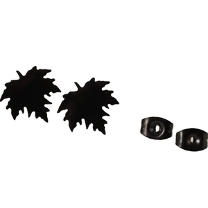 Minimalist black maple leaf stud earrings made of stainless steel for daily wear