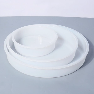 Three-piece nesting set of round translucent silicone molds for DIY resin craft tables