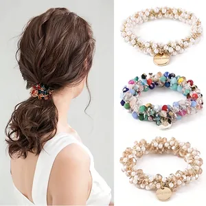 Élastiques À Cheveux Künstliche Perles De Cristal Bracelet Double Usage Porte Queue De Cheval Style Coréen Bijoux De Cheveux Élégants