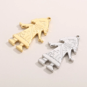Fashionable stainless steel music girl pendants in gold and silver for DIY jewelry making