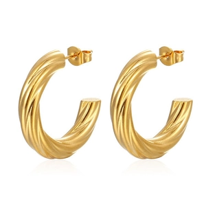 Boucles d'oreilles créoles torsadées en acier inoxydable plaqué or 18K au design élégant