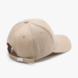 Classic khaki baseball cap with cotton twill fabric and adjustable metal buckle