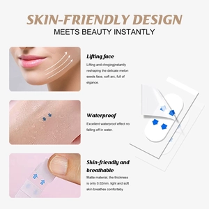 Invisible face lift tape for instant jawline reshaping, ultra-thin breathable waterproof patch.