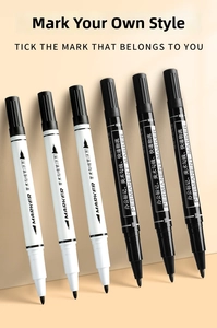 Detailed view of dual-tip markers with fine and extra-fine tips for artistic outlining