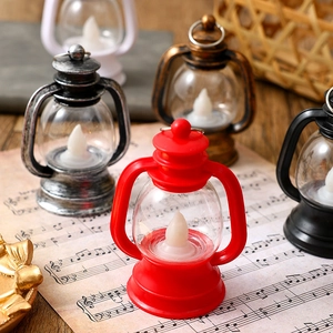 Retro mini LED lanterns in multiple colors on vintage paper for Christmas decoration