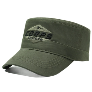 Military style green cadet cap with CORPS embroidery for outdoor activities
