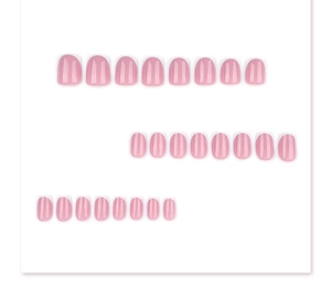 Detail view of 24pcs classic French tip press-on nails with pink base and white tips
