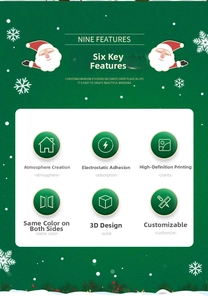 Detailed Christmas window stickers with double-sided color and 3D electrostatic suction technology