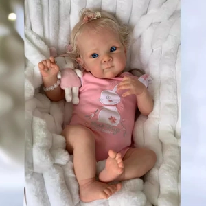 18-inch realistic reborn baby doll Bettie in pink rabbit outfit with plush toy