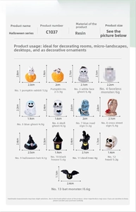 Set di statuette in resina per Halloween, simpatici fantasmi e zucche per decorazioni micro paesaggio.