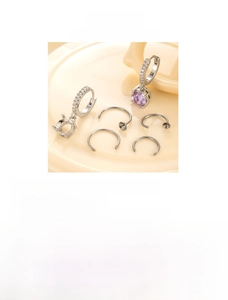 Titanium steel horseshoe ring DIY jewelry part with 4-claw zircon setting detail