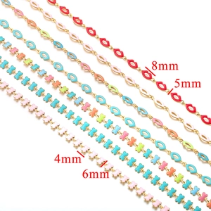 Detail of colorful enamel butterfly and lip chains for DIY jewelry making in various sizes