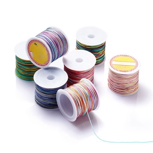 Close-up of multicolored gradient jewelry threads with high durability for DIY crafts