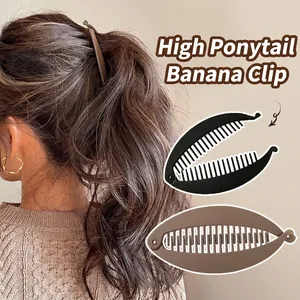 Banana Hair Clips For Women Plastic Matte Vertical Ponytail Holder Styling Accessory Tortoiseshell