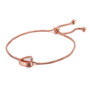 Bracelet Pendentif Triangle En Acier Inoxydable Avec Incrustation De Zircon Chaîne Bolo Réglable Bijoux Minimalistes