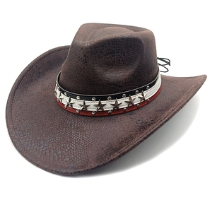 Western Cowboyhut Polyester Wildleder Optik Schlangenmuster Breite Krempe Metallstern Nieten Ethno Stil Für Herren Damen