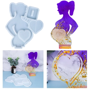 Stampo In Silicone Maternità Cuore Cornice Per Foto Fai Da Te Resina Epossidica Silhouette Donna Incinta Decorazione