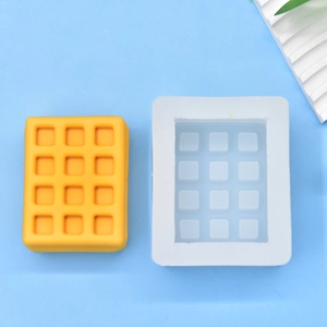 Silicone waffle mold for DIY soap, candles, and cake baking with a 12-square grid design