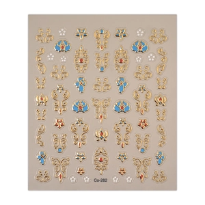 New Chinese palace style nail art stickers with gold foil totem designs on a grey base