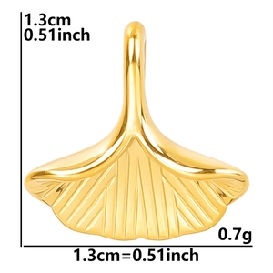 Golden ginkgo leaf pendant in 304 stainless steel, 1.3cm charm for DIY necklaces