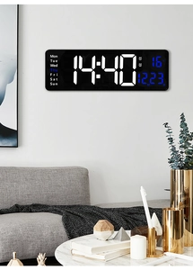 Reloj de pared digital LED de 16 pulgadas con hora, fecha y temperatura en el salón