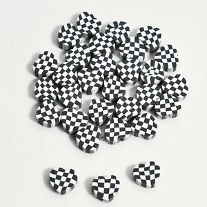 Checkerboard Heart Beads Polymer Clay Colorful Lattice DIY Jewelry Making Accessories Handcrafted Loose Beads