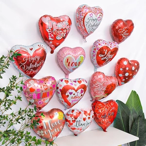 Detail of 13pcs Valentine heart foil balloons with I Love You and Be Mine prints