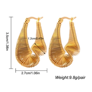 Exaggerated golden multi-layered wire wrapped stainless steel stud earrings for women