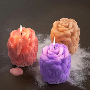 Set of three colorful rose bouquet silicone candle molds for DIY wedding decor