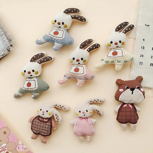 Cute Cartoon Fabric Rabbit Bear Brooch DIY Clothing Accessories Embroidery Plush Doll Patch For Hair Clips Decor