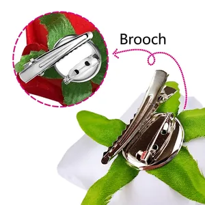 Dual-use fabric flower hair clip and brooch with metal crocodile clip and pin