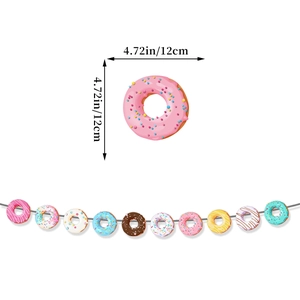 Detailansicht der Donut-Geburtstagsbanner mit Maßangaben der 12 cm großen Karten