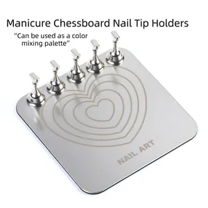 Set espositore per nail art in metallo con base a cuore e funzione tavolozza