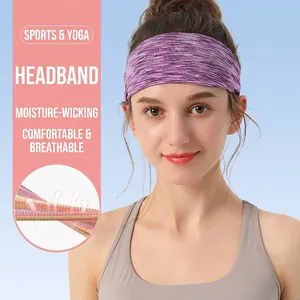 Purple textured elastic sports headband for running and yoga with moisture-wicking fabric
