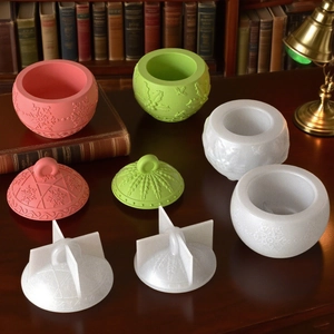 Silicone resin mold set for DIY Christmas snowflake pattern storage jars and lids