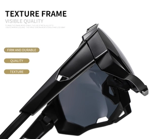 Macro detail of high-quality metal alloy hinge on durable black cycling sunglasses frame