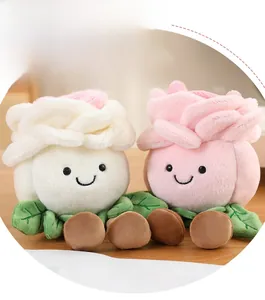 Close-up of the cute facial embroidery and soft plush petals of the rose dolls