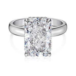 Elegant S925 sterling silver ring with a large rectangular ice-cut zircon in 4-prong setting