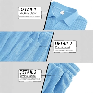 Set uomo polo e pantaloncini in maglia blu con dettagli su colletto e tasche