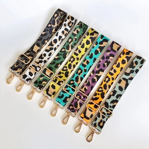 Leopard Print Wide Bag Strap Replacement Polyester Jacquard Adjustable Crossbody Shoulder Handbag Hardware Accessories