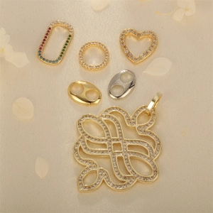 Charms Pendants For Jewelry Making 18K Gold Plated Copper Cubic Zirconia Heart Pig Nose Geometric DIY Bracelet Necklace Accessories