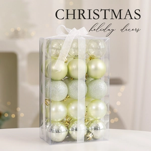 Sage Green Christmas Tree Ornaments Plastic Glitter Hanging Holiday Party Decorations Reindeer Star Ball Bauble