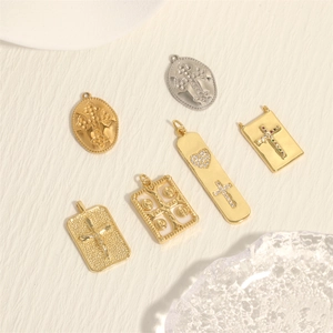 Cross Pendants Copper Gold Plated Cubic Zirconia Charms For DIY Jewelry Making Necklace Crafting Heart Dove Star Design